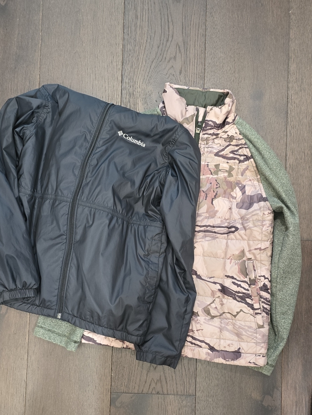Bundle Under Armor Jacket And Columbia Kids' Lightweight Black Packable Jacket